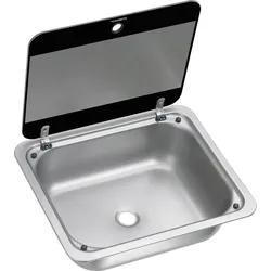 Dometic Eckige Spüle SNG 4133 mit Glasabdeckung transparent 410 x 335 mm