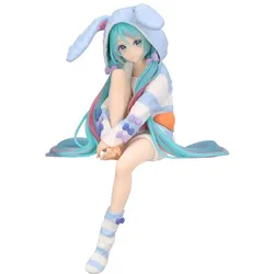 Hatsune Miku Noodle Stopper PVC Statue Hatsune Miku Rabbit Ear Hood Pajama Blue Color Ver. 14 cm