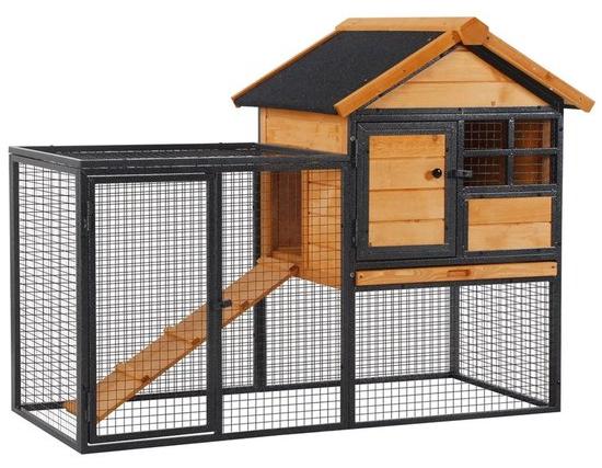 Famanu Kaninchenstall - 2 Etagen - Wetterfest - Mit Abnehmbarer Schublade - 122x63x92 cm