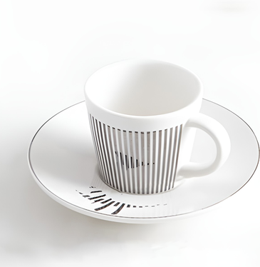 KitchenCuration Elegant Looking Anamorphic Cup And Saucer For Tea Time Silver Bird