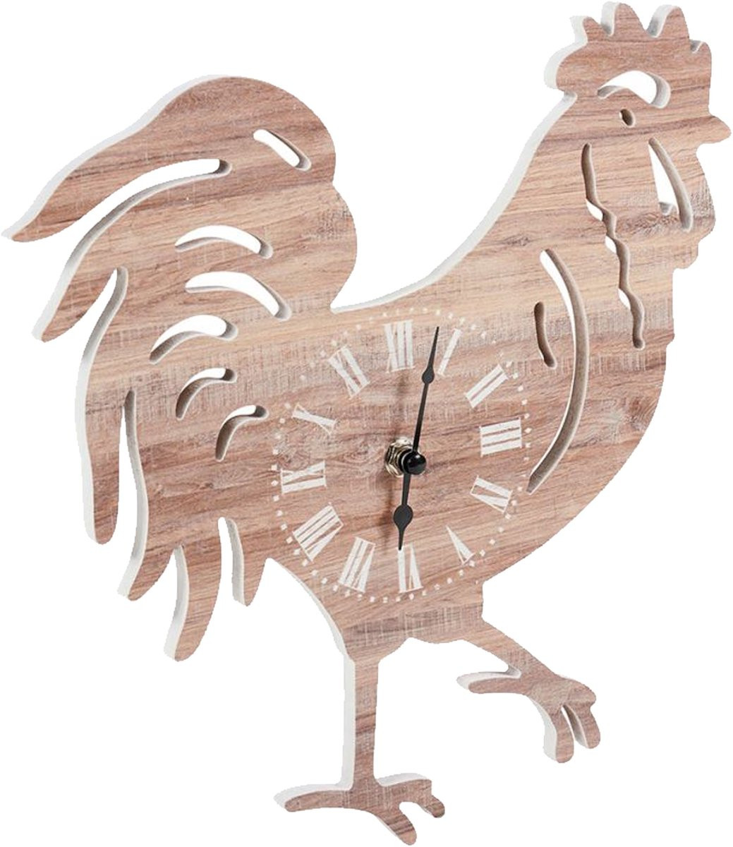 Ostaria Wandklok Rooper Kip/Haan - Natuurlijk MDF - Diameter: 30 cm
