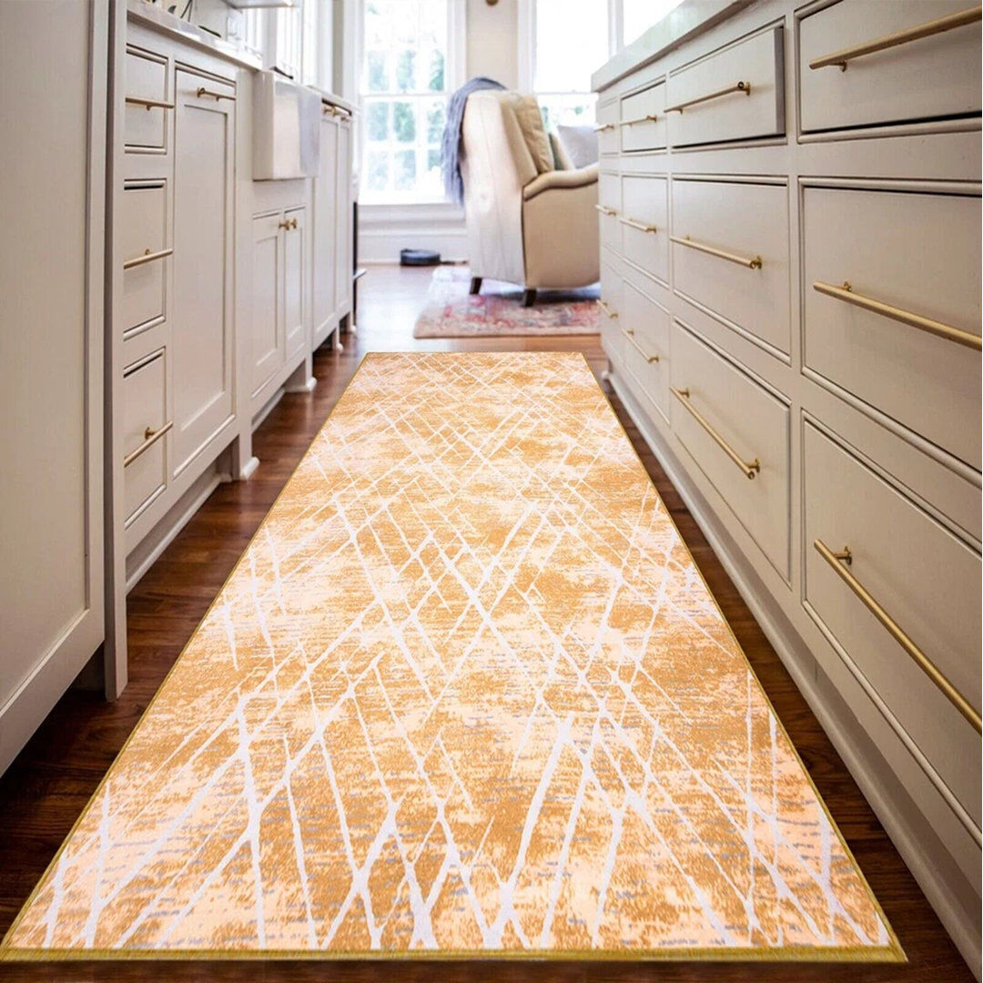 Rio Antonito Abstract Indoor / Outdoor Washable Area Rug Yellow Rectangle 160 x 230cm