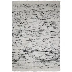 WOLLTEPPICH mit Fransen TIREE, gestreift, Schwarz, 160 x 230 cm