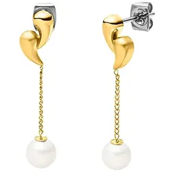 Boccia 05087-03 Damen-Ohrringe Titan Goldfarben mit Perle