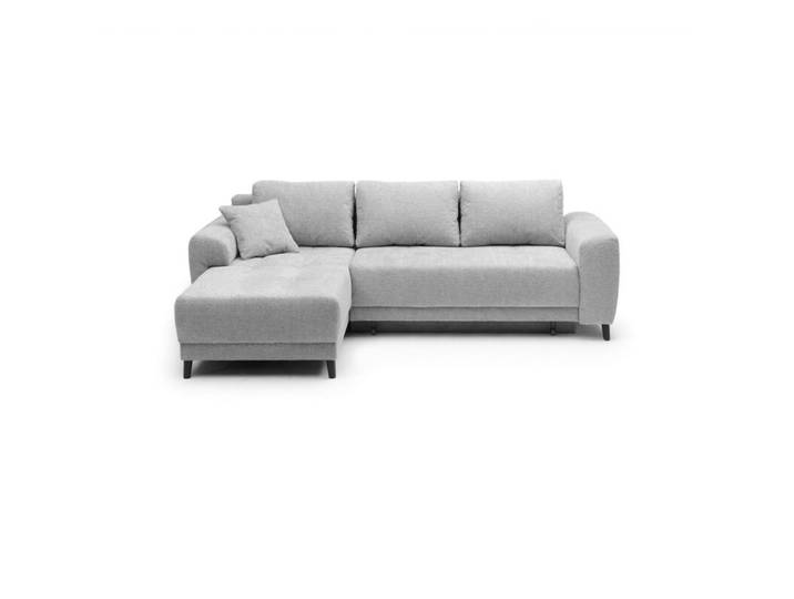 Trendstore Joni Ecksofa inkl. Schlaffunktion und Bettkasten - Chenille hellgrau - links Schlaffunktion Modern