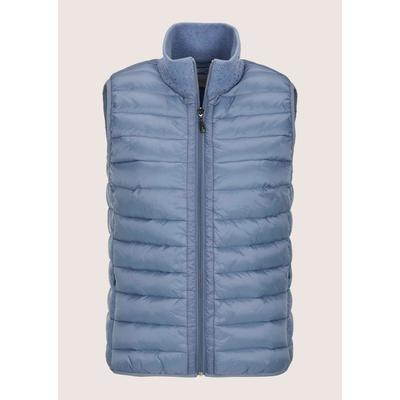Kurzweste MADELEINE "Steppweste Sportive, elegante Outdoor-Weste mit Steppung", Damen, Gr. 36, blau (rauchblau), Obermaterial: 100% Polyamid PA., Modern, normal, Westen, Hotfix Steine am Stehkragen