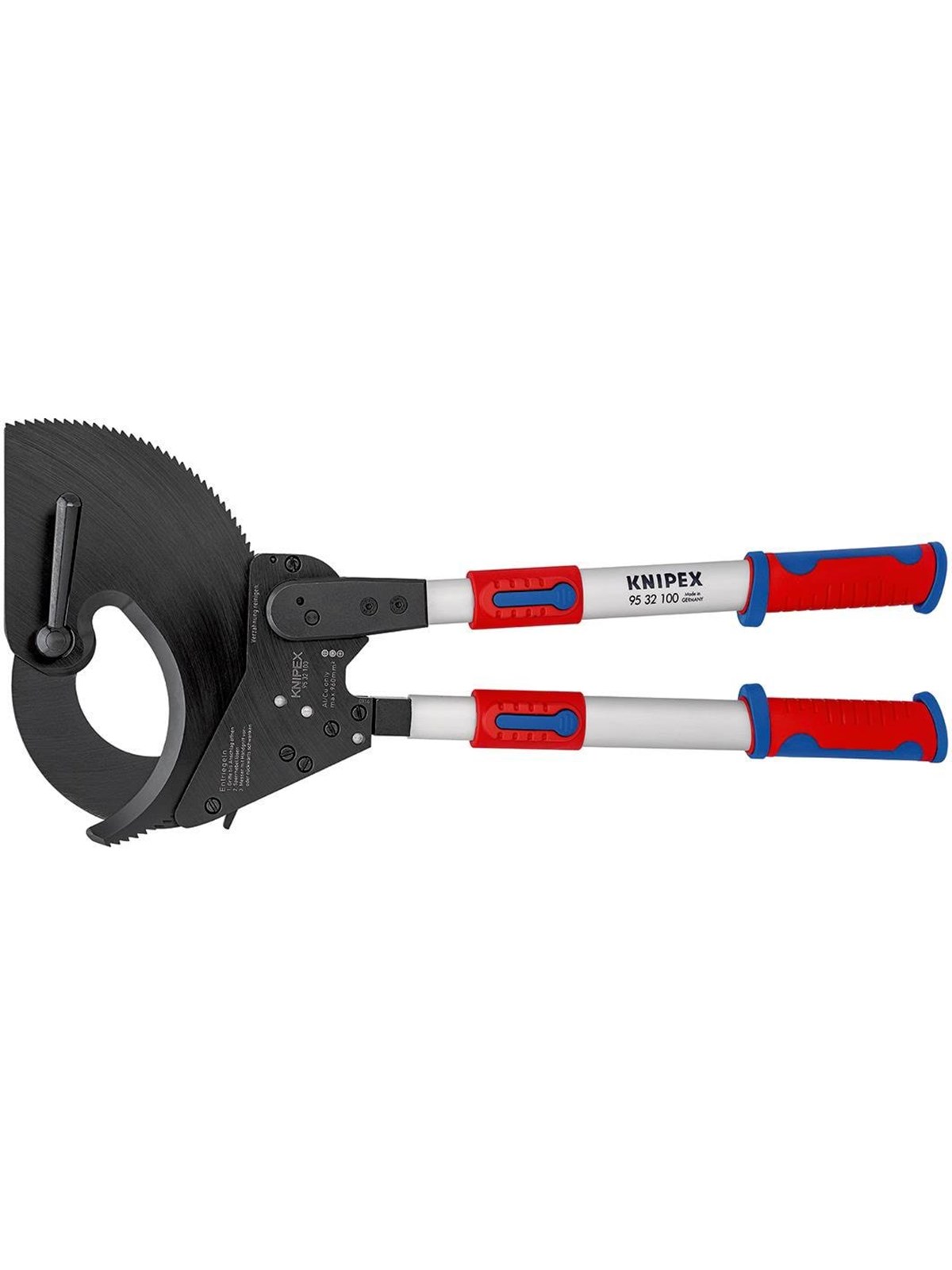 KNIPEX Kabelschneider, (Ratschenprinzip), mit Teleskopschenkeln