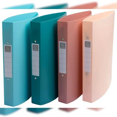 Exacompta 54470E 12x Mittelfestes Ringbuch A4+, 2 Ringe, Recycling-PP, Skandi - Farben sortiert