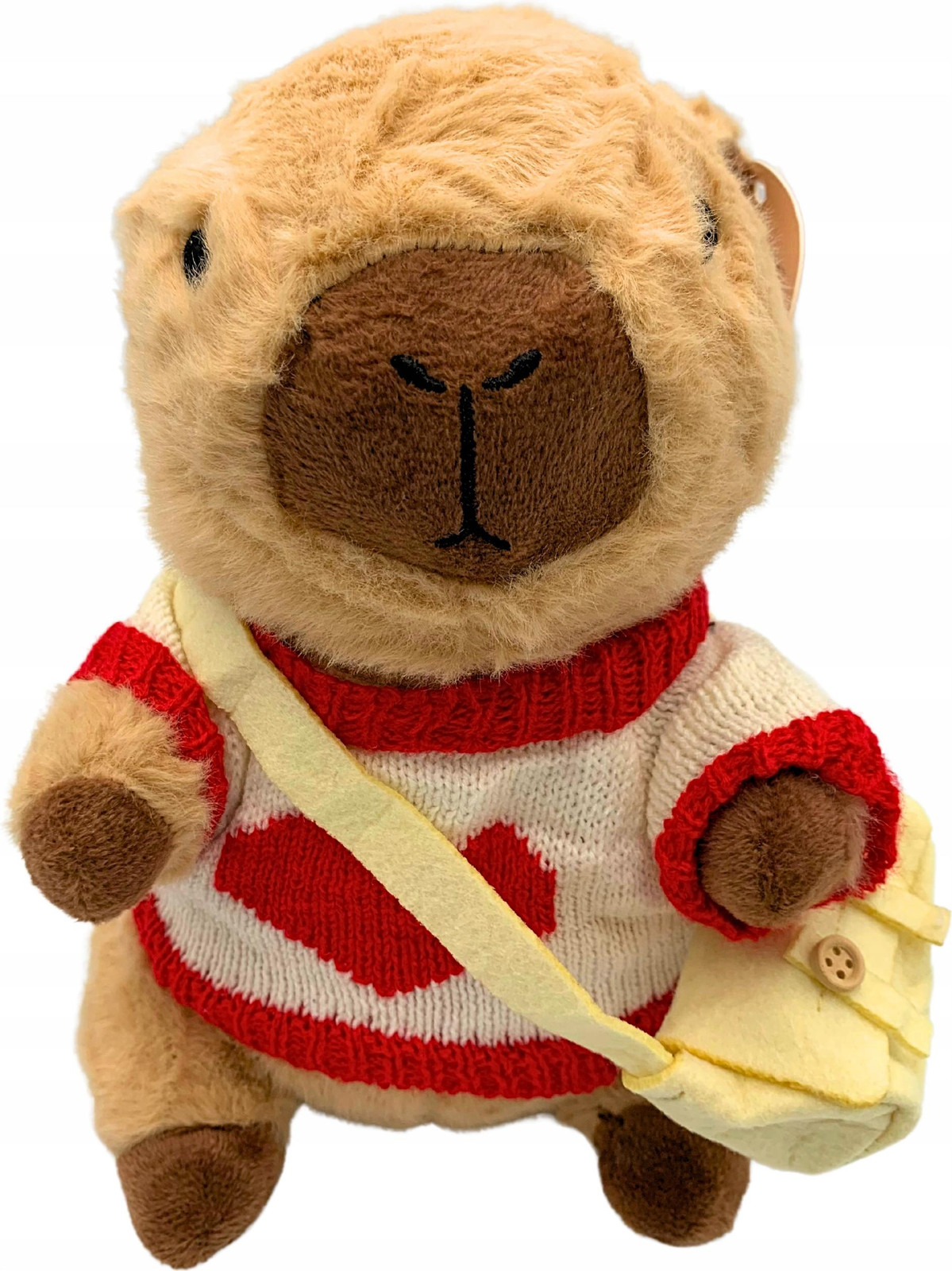 SkibiStore Kapibara pluche knuffel met trui en hart, 25 cm