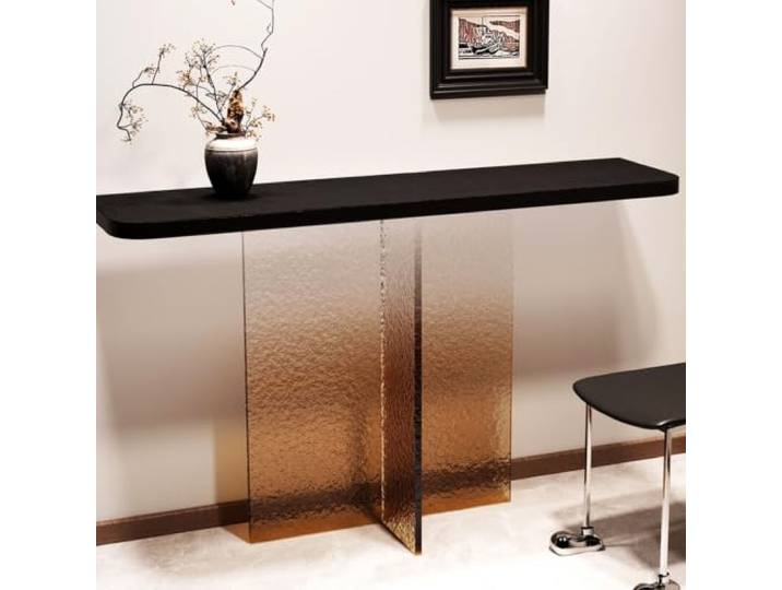 ZSCNYHMT Konsolentisch aus Massivholz mit schwebendem Design und Acrylbasis Einzigartige Acrylstütze & Holzplatte, stilvolle Präsentationsfläche für Wohnräume(B,140cm/55.1in)