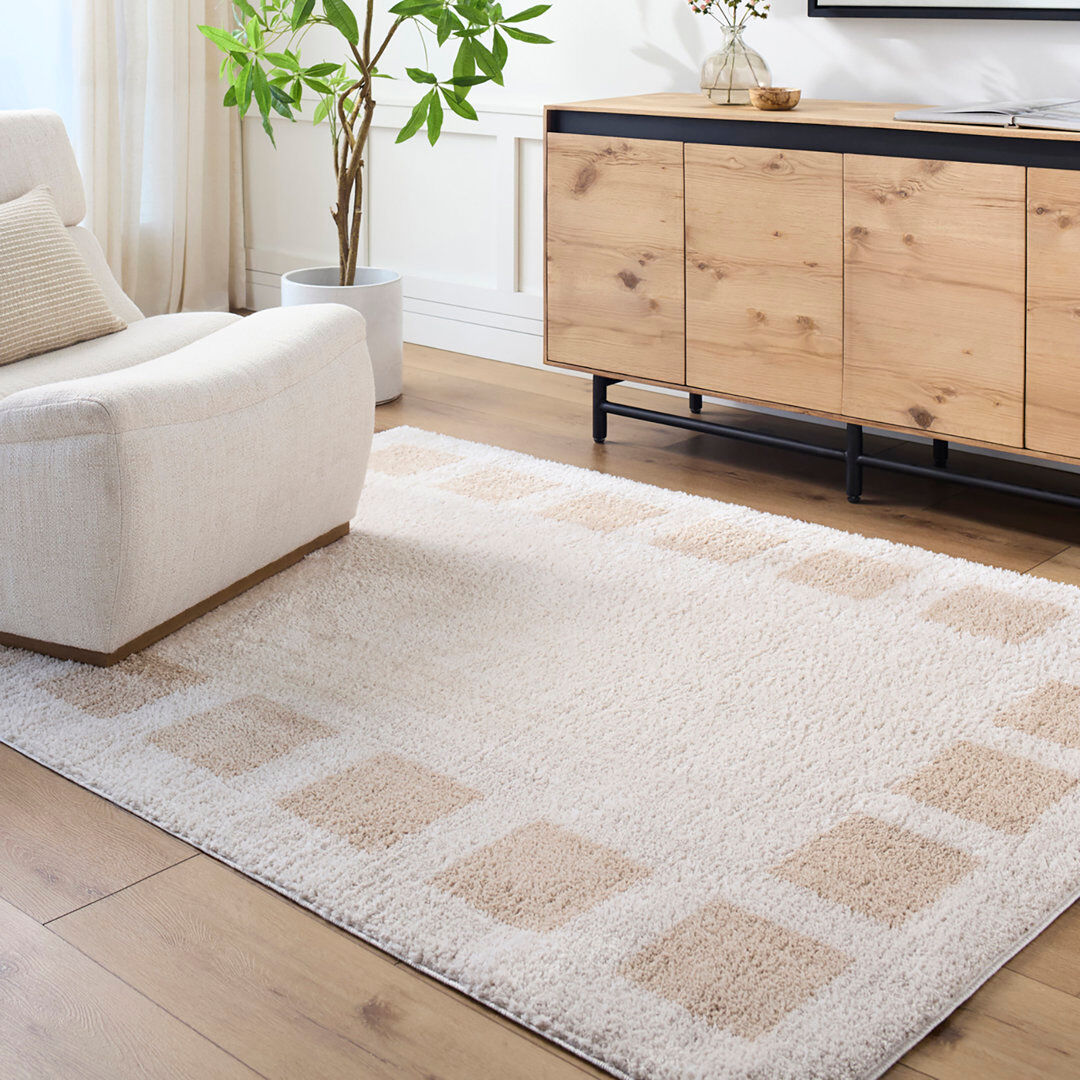 Metro Machine Washable Shaggy Boho Beige Area Rug Beige;Light Beige Rectangle 200 x 275cm