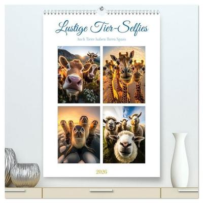Lustige Tier-Selfies (hochwertiger Premium Wandkalender 2026 DIN A2 hoch), Kunstdruck in Hochglanz