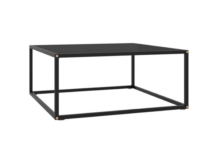 Tmriohed Couchtisch Schwarz aus Hartglas & Stahl 80x80x35 cm Moderne quadratische Glasplatte für Snacks und Getränke im Wohnzimmer, pflegeleicht und stabil konstruiert.