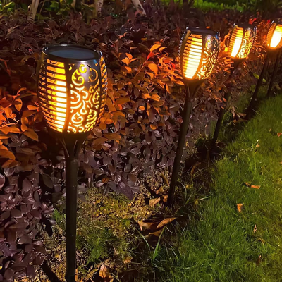 HomeDecorAndMore LLC Solar Flame Torch Lights Realistic Outdoor Solar Fire Lights, Outdoor Garden Decorations, Gift For Garden Lovers 4 Torch Pack