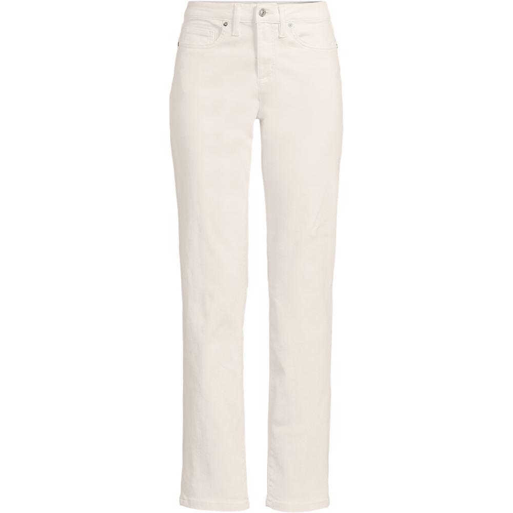 All-Day CoolMax Straight Fit Jeans Mid Waist in Petite-Größe, Damen, size: petite, Elfenbein, by Lands' End