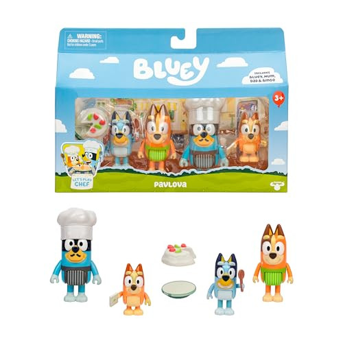 Bluey Pavlova figuurset met 4 beweegbare figuren en accessoires