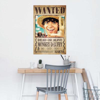 Poster REINDERS "One Piece - wanted monkey d. Luffy", braun (farbe bild(er): braun), B:61cm H:91,5cm T:0,1cm, Holzwerkstoff, Bilder, Poster