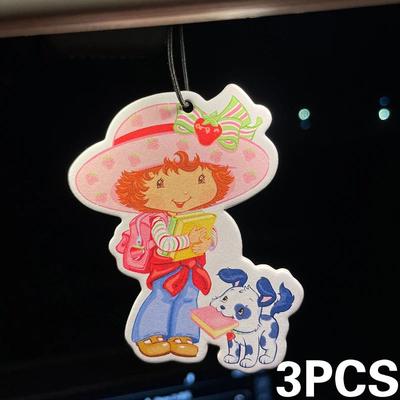 Inspire Select Strawberry Girl Puppy Hilton Hotel Scent Hanging Car Air Freshener Anime Cartoon Fragrance Ornament 3 Pcs
