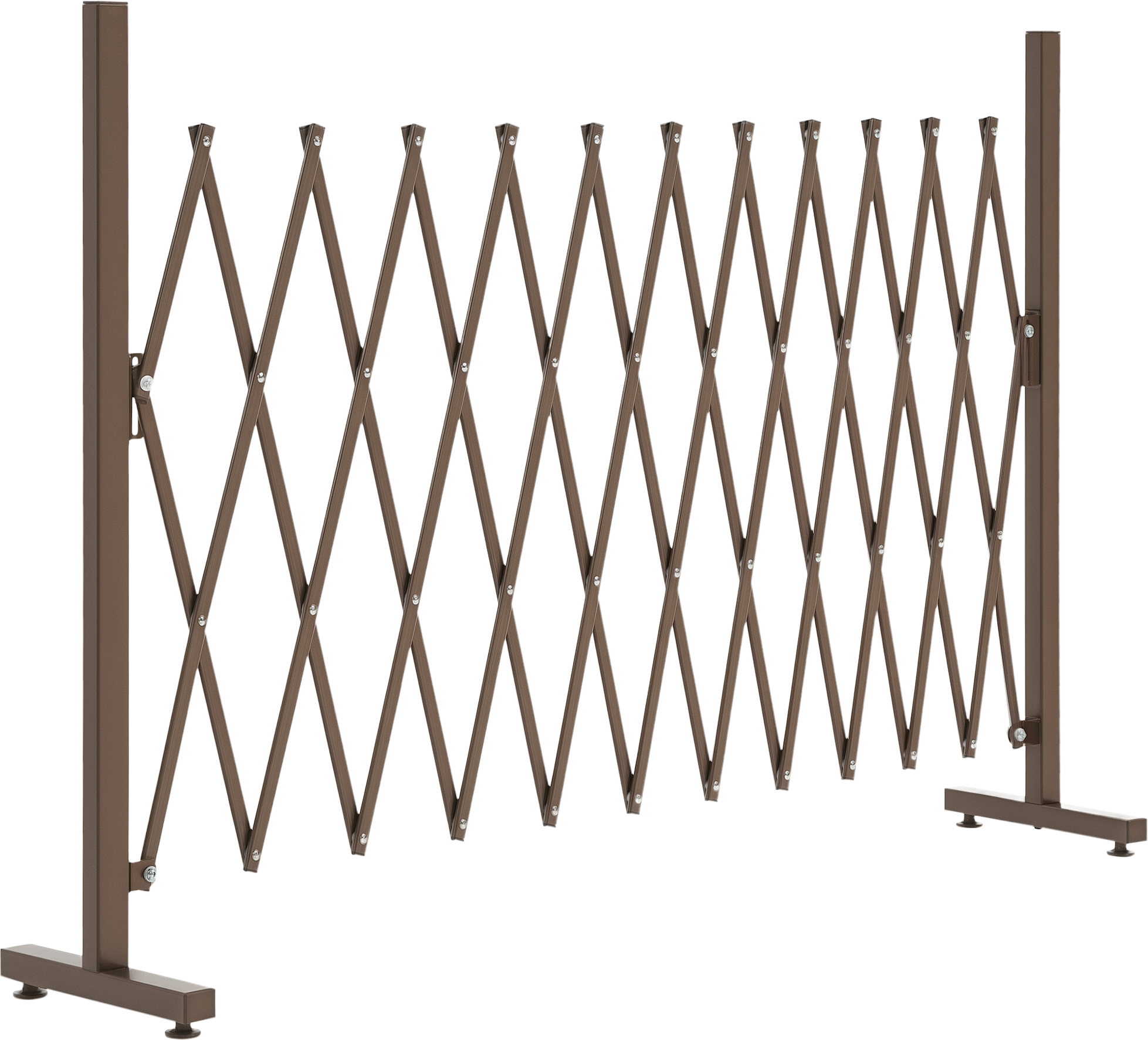 Outsunny Recinzione per cancello a forbice barriera a forbice estensibile 35-300 cm giardino alluminio marrone H103,5 cm