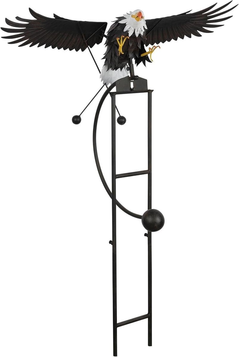 Adelaar Tuinpaal met Schommelende Adelaar - Meerkleurige Tuindecoratie - Hoogte: 142 cm