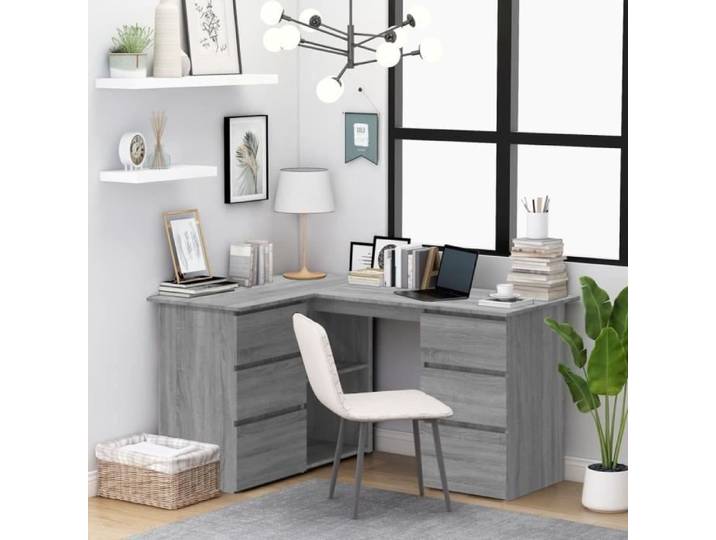 LeDivil- Bureau d'angle Sonoma gris 145x100x76 cm Bois d'ingénierie
