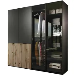 Drehtürenschrank mit Glastüren  ¦ schwarz ¦ Maße (cm): B: 202 H: 200