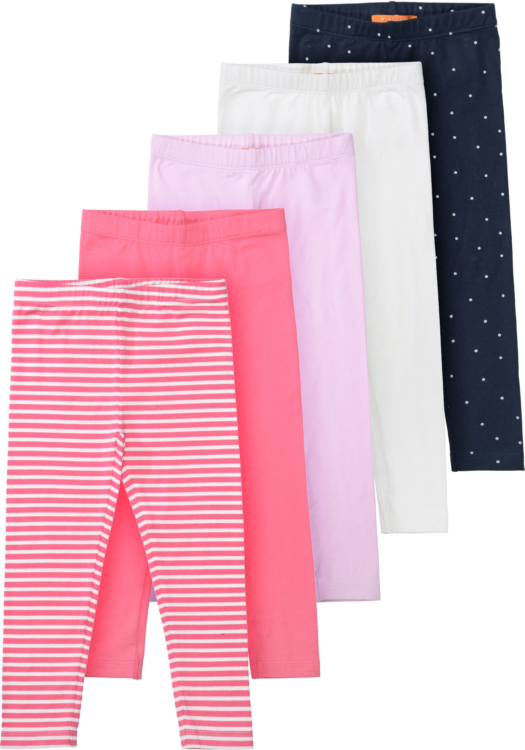 Leggings STACCATO, Mädchen, Gr. 92/98, pink, . Oberstoff: 95% Baumwolle, 5% Elasthan., Hosen Leggings, 5-er Set pink 92/98