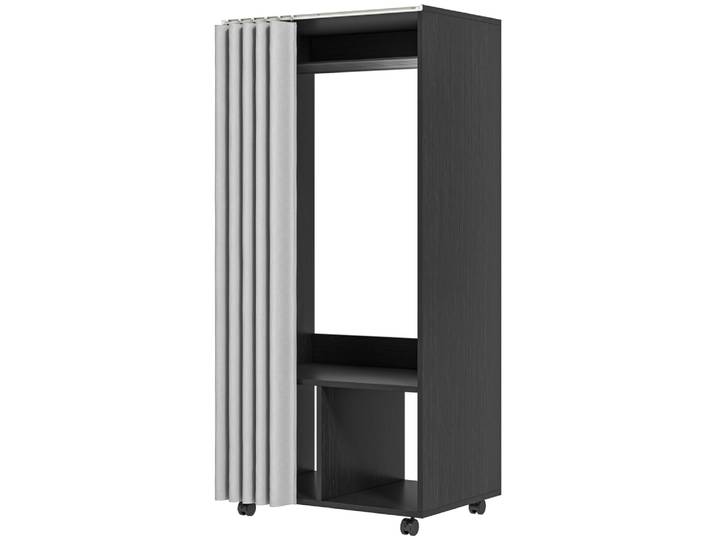 Armoire penderie mobile avec tringle et étagères polyester noir