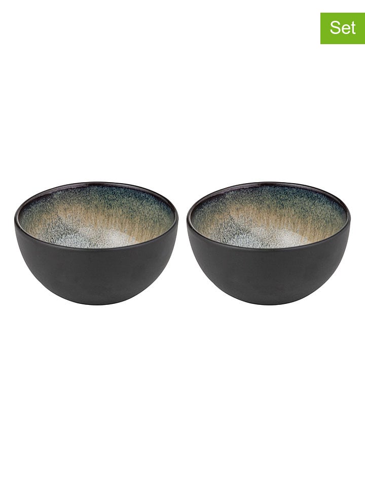 Ladelle 2er-Set: Schalen "Fusion" in Schwarz/ Braun - (H)6,5 x Ø 13 cm - onesize