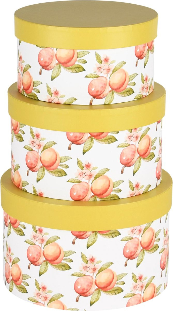 Set van 3 dozen decoratieve ronde Popping Peaches van karton, B/D/H: 21 x 21 x 13 cm