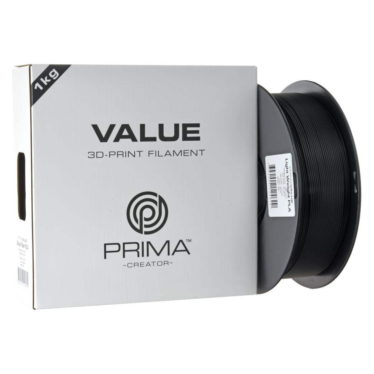 Prima Creator PrimaValue Lightweight PLA (PLA, 1000 g, 1.75 mm) (PV-PLA-LW-175-1000-BK)