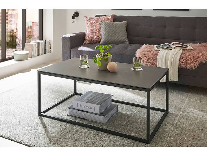 Table basse rectangulaire Moboni 100 x 40 x 60cm Gris/Noir