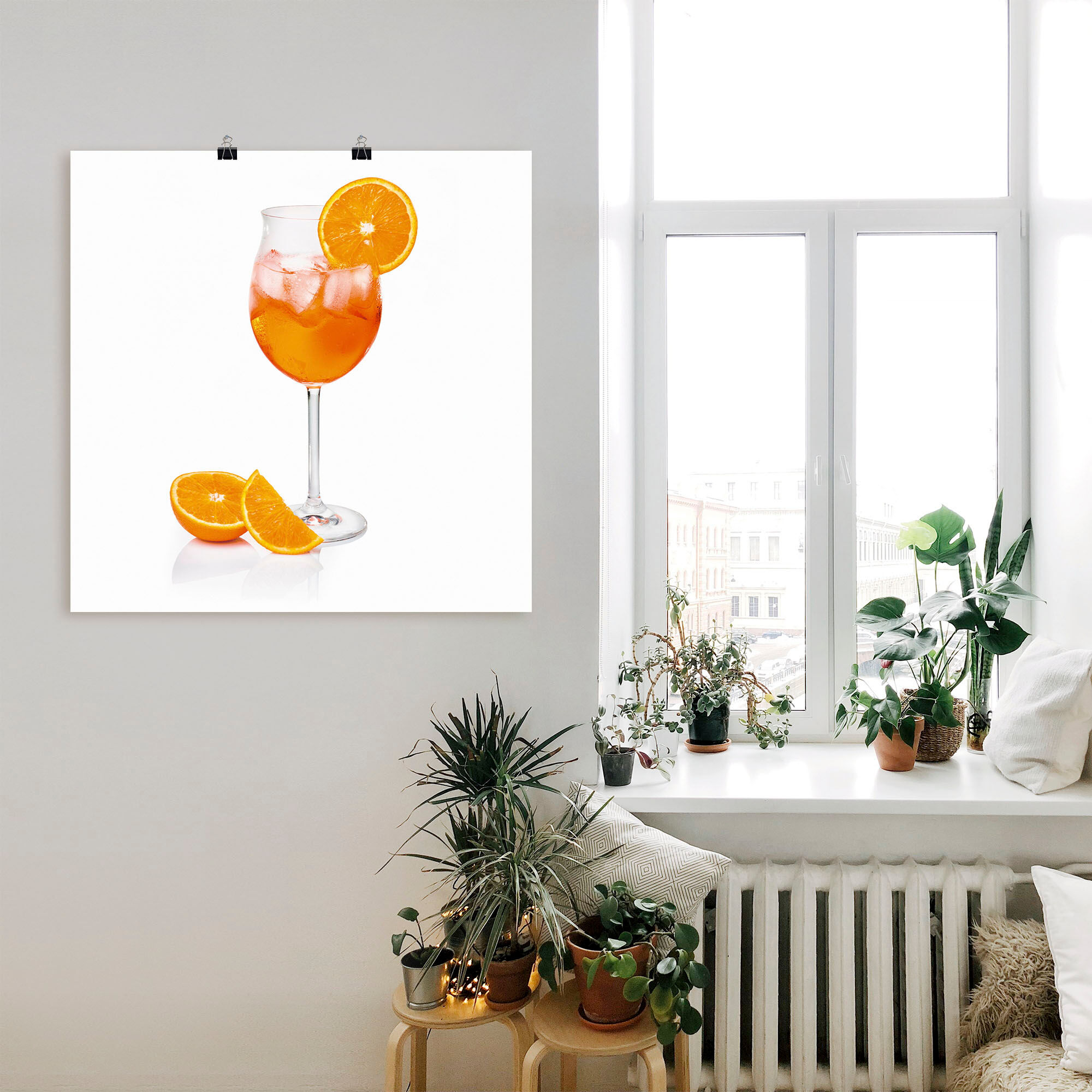 Wandbild ARTLAND "Aperol Spritz mit einer Scheibe Orange", orange (farbe bild(er): orange), B:40cm H:40cm, Bilder, Wandbild, als Leinwandbild, Poster in verschied. Grössen farbe bild(er): orange B/H/T: 40cm x 40cm, Poster Getränke quadratisch, 1 Stk.