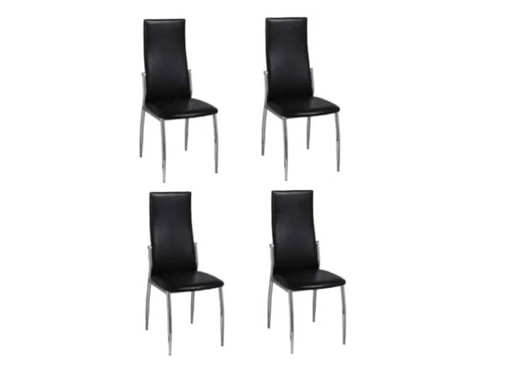 HKLGBVCR Essstühle, 4 Stück, Schwarz, Kunstleder Füße aus Chrom, langlebiges Kunstleder, leicht zu reinigender Sitz, 110 kg pro Sitz, Verwendung im Innenbereich