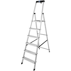 Krause Stehleiter Monto Safety, 126344, mit Plattform, aus Aluminium, bis 150kg, mit 6 Stufen
