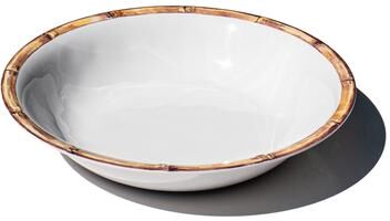 "Abode Homewares Bamboo Rim Melamine Serving Bowl - White - 13.8"""
