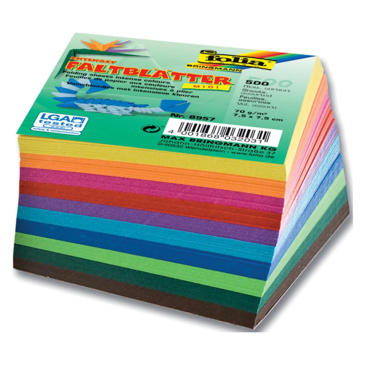 Folia Faltblätter 8x8cm 70g sortiert (70 g/m², 500x) (8958)