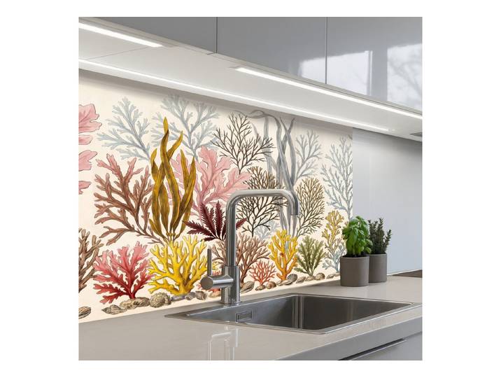 KitchenYeah Küchenrückwand selbstklebend (keine Folie) Natur – Unterwasser – Botanik – Vintage –, (1-tlg), Spritzschutz, Küche, Rückwand, Küchenwand, Küchenfront, 300x80 cm