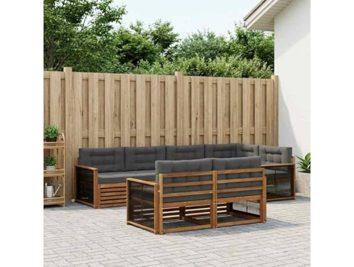 RJPLMFV Sitzgruppe für den Außenbereich, 7-teilig, massives Akazienholz Modular, lackiert, modernes Design, bequem, pflegeleicht