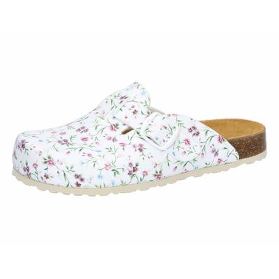 Clog LICO "Clog Bioline Clog Print", Damen, Gr. 41, weiß, Synthetik, Schuhe Clog