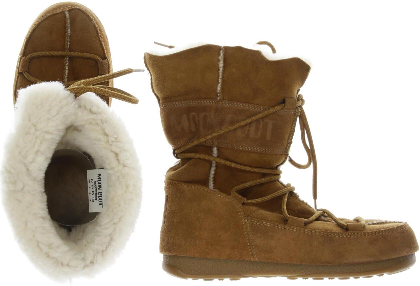Moon Boot Damen Stiefel, Braun, Gr. EU 38, Leder - Second Hand