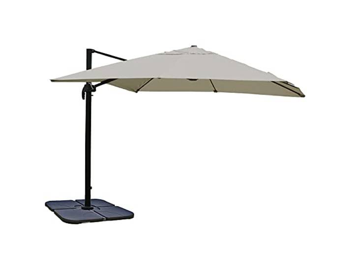 Mendler Gastronomie-Ampelschirm HWC-A96 3,5x3,5m Polyester - creme-grau