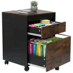Relaxdays Rollcontainer mit Hängeregister Braun,Schwarz