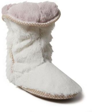 Women's Beth Furry Bootie by Dearfoams in Muslin (Size L M)
