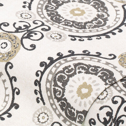 Outdoor-Stoff "Mandala", grau/schwarz