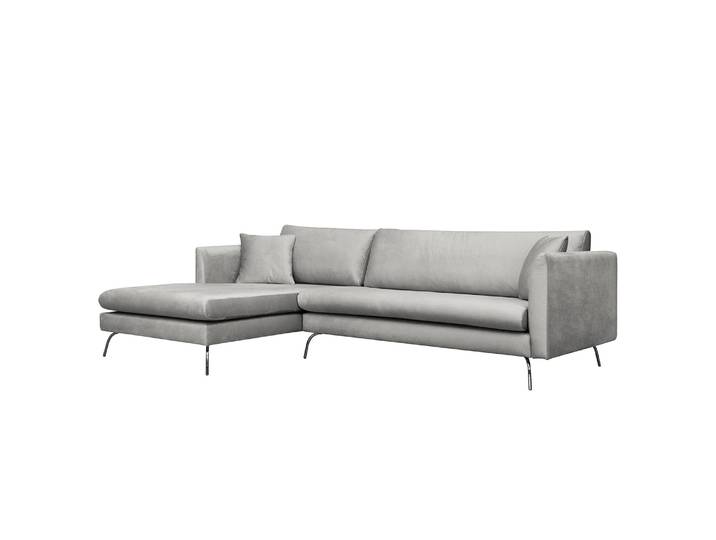 Ecksofa Saire Grau/Platin Samt 266 x 81 x 170cm Longchair davorstehend links Glamour