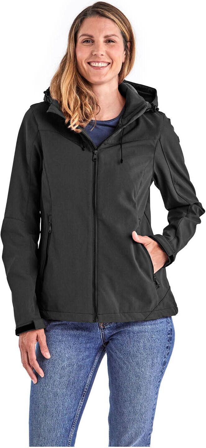 Softshelljacke KILLTEC "Damen Softshelljacke", Damen, Gr. 42, schwarz, Oberseite: 100% Polyester.Rückseite: 100% Polyester, Jacken Softshelljacke, Wasserabweisende, winddichte Softshelljacke mit abnehmbarer Kapuze schwarz 42