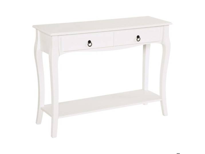 FSX Console Moderne 2 Tiroirs Bois Entrée Salon Chambre 100x33x75cm Blanc
