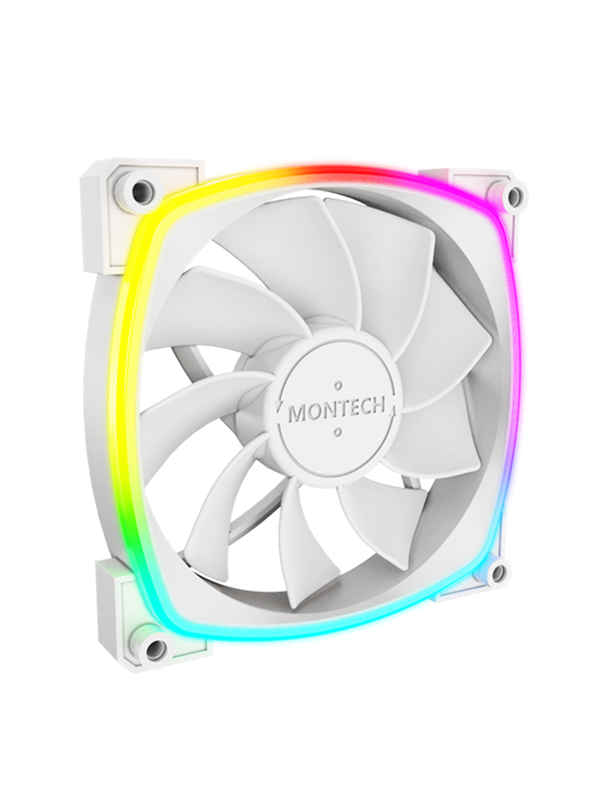 Montech RX120 PWM WH - Reverse - Gehäuselüfter - 120mm - Weiß mit RGB LED - 27 dBA