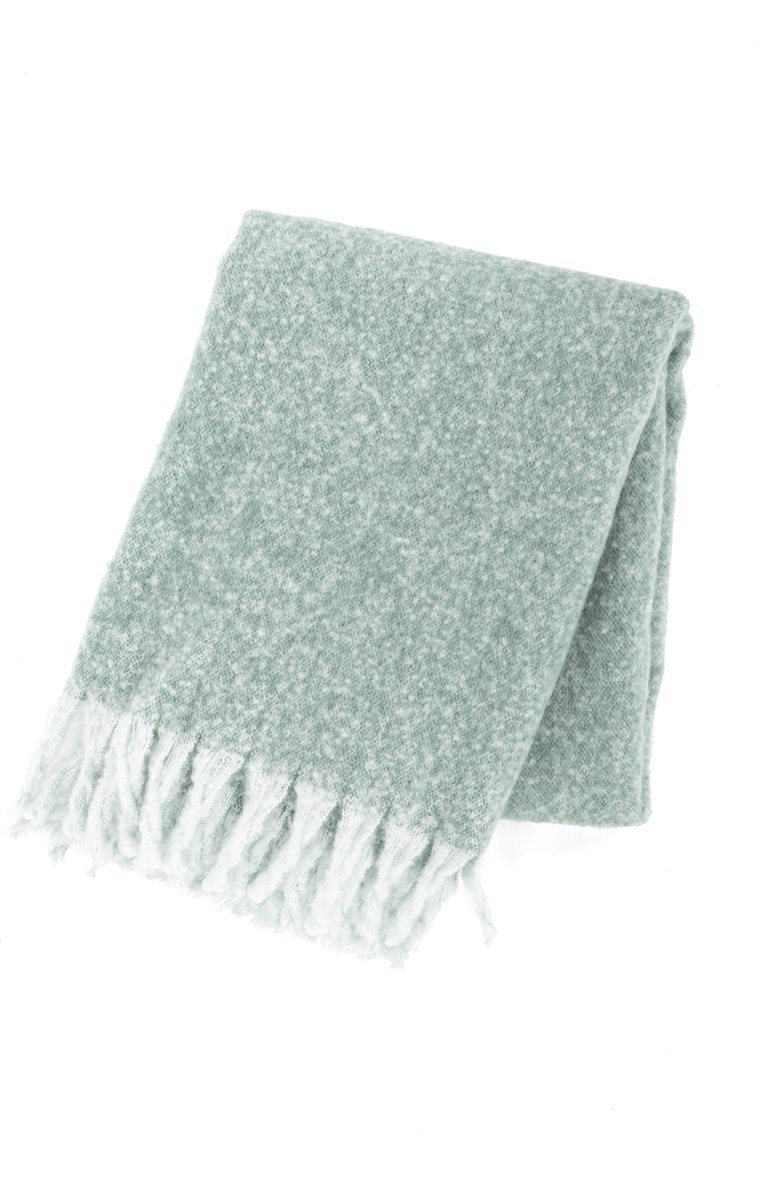 Tiseco Home Studio Plaid FLOCK super zachte polyester plaid met franjes greensage 130 x 170 cm